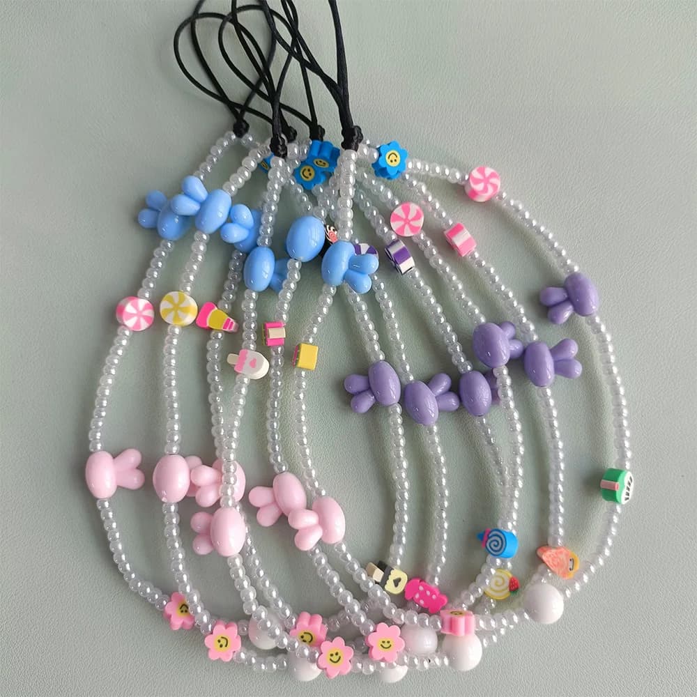 HERLOOK Animal Rabbit Phone Charm Straps for Women Cell Phone Lanyard Y2K Accessories Telephone Kpop Mobile Jewelry