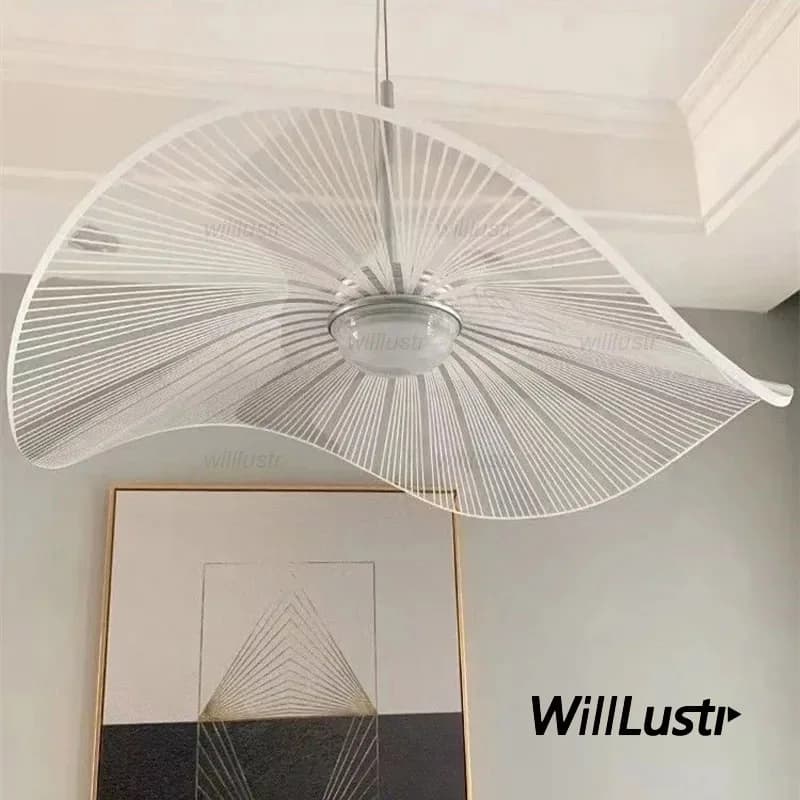 Transparent Acrylic Pendant Lamp Creative Lotus Leaf Suspension Light Hotel Cafe Study Bar Bedroom Hanging Ceiling Chandelier