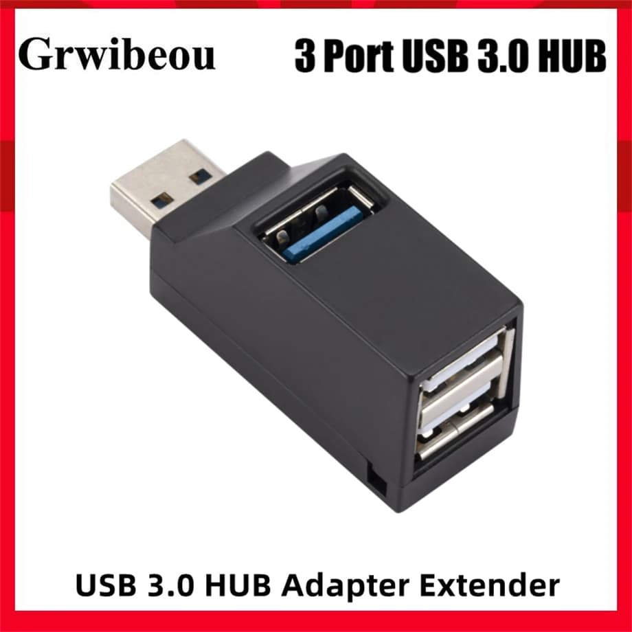 USB 3.0 HUB Adapter Extender Mini Splitter Box 1 to 3 Ports High Speed USB 2.0 For PC Laptop U Disk Card Reader Accessories