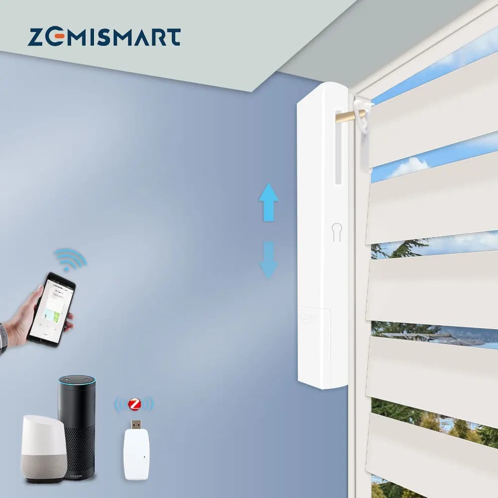Zemismart Zigbee Smart Electric Motor Automatic Opener with Solar Panel Adjustable for Window Shutter Blinds Plantation
