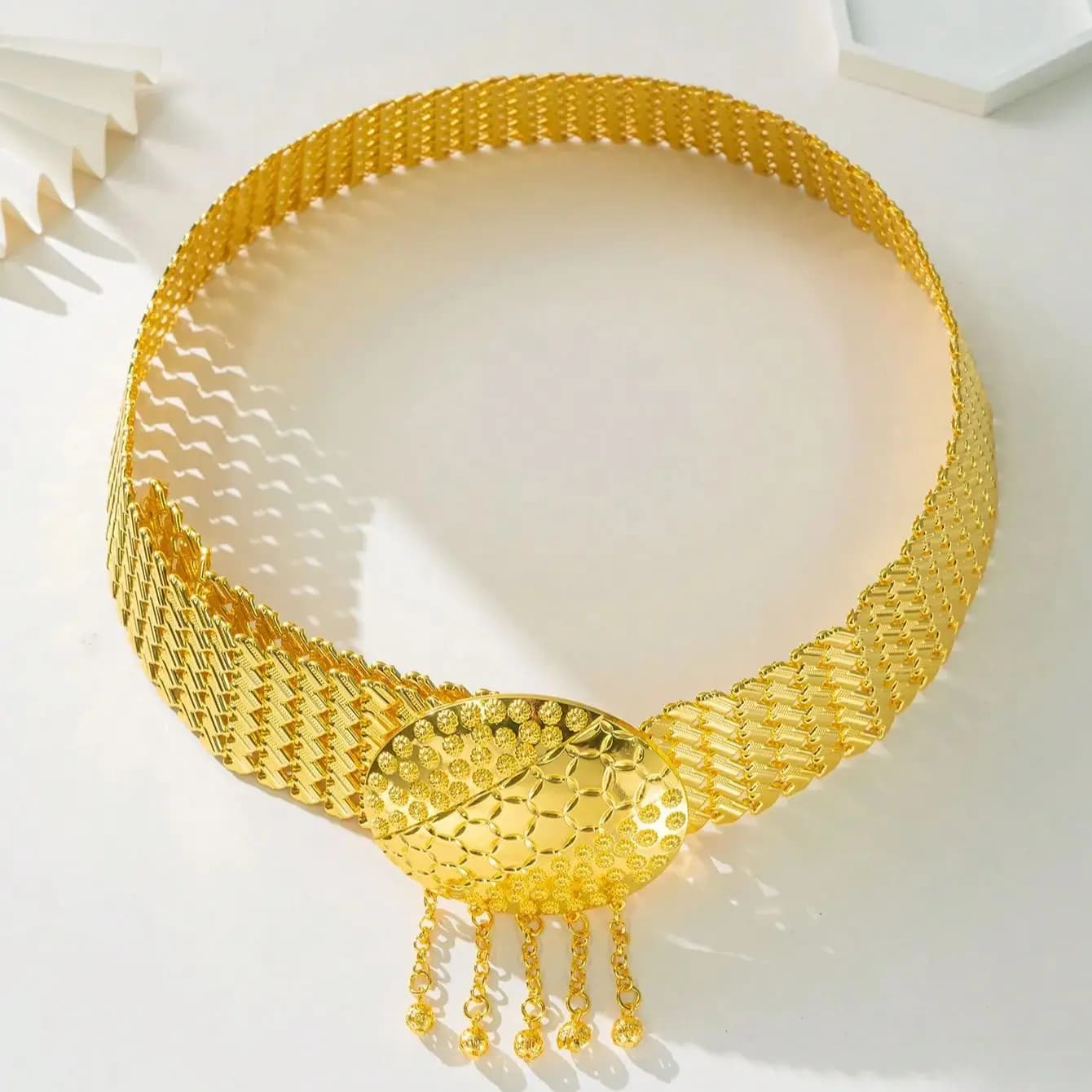 Turkish Soft Metal Belts Gold Plated Caftan Wedding Sash Ethnic Body Jewelry for Women Bridal Waist Chain Festival Outfit