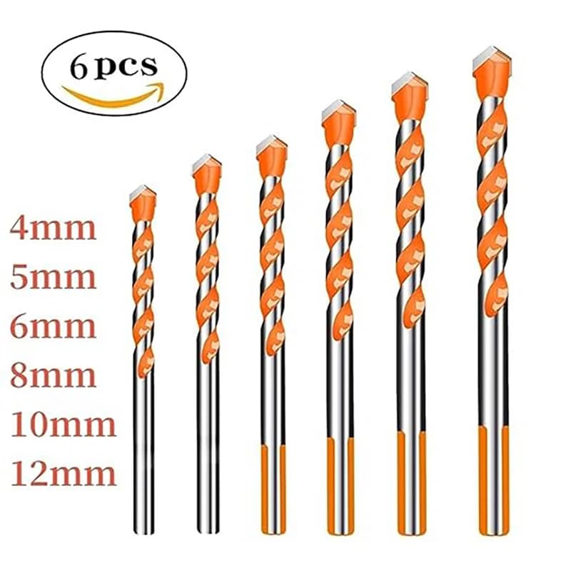 6PCS 4-12mm Multifunctional Drill Bit Diamond Drill Set Ceramic Tile  Wood Glass Punching Hole Saw Metal Drilling Tools Set