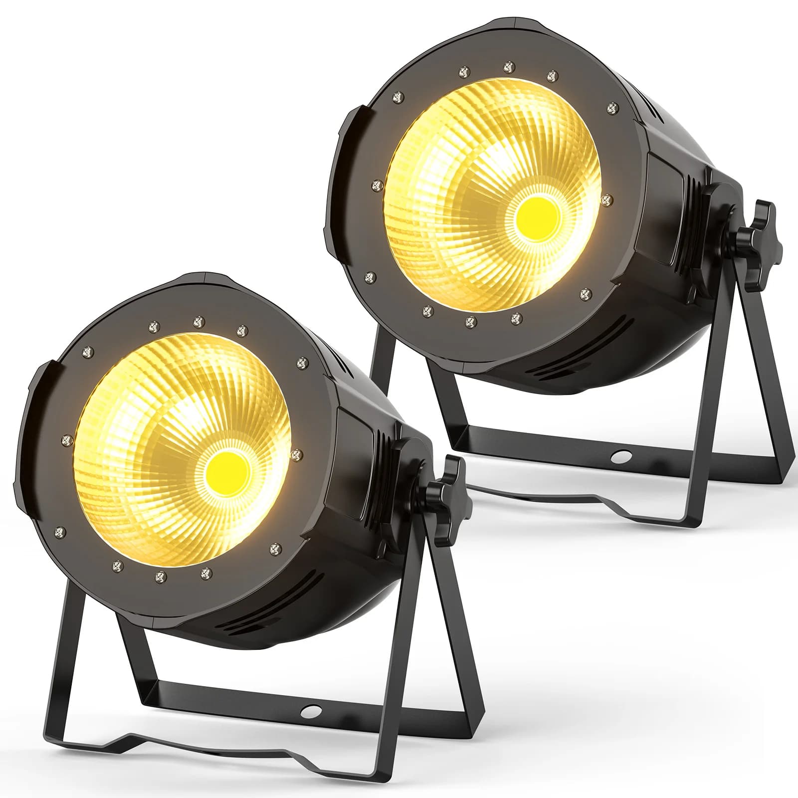 U'King 2PCS 100W COB LED Par Light Aluminium DMX Control Warm/Cold White LED Stage Light Effect for DJ Concert Party Wedding