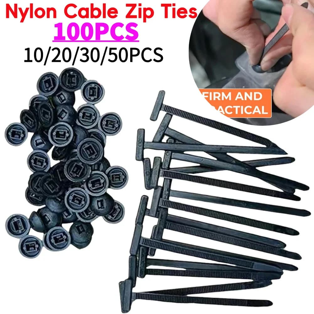 10/20/30/50/100Pcs Universal Nylon Cable Zip Ties Multifunctional Heavy Duty Zip Tie Buckle Buckle Through Nail Cable Tie Buckle