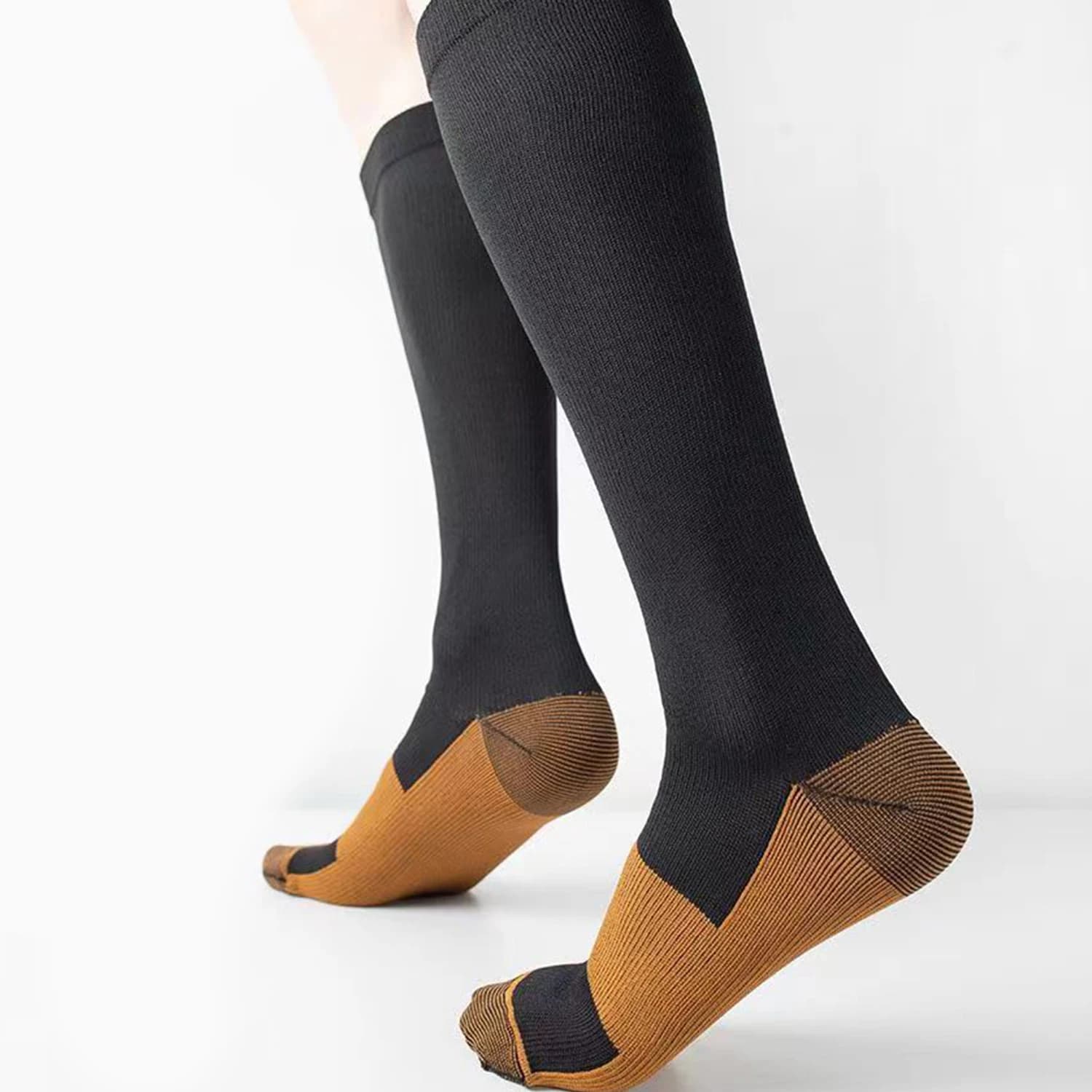 New Nylon Silk Pressure Socks Black White Compression Sports Men Women Running Long Tube Hockey Basketball Knee High