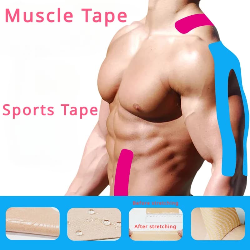 Sports Tape Muscle Patch Width 5cm1.97inch Length 5m196inch Lift Chest Tape Anti Sagging Knee Elbow Stretch Fitness Brace