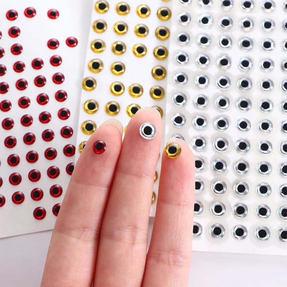 100Pcs/lot Fishing Lure Eyes Holographic 3D 3mm 4mm 5mm 6mm Artificial Fish Eyes DIY Artificial Fish Eyes Bait Fish Eyes Sticker