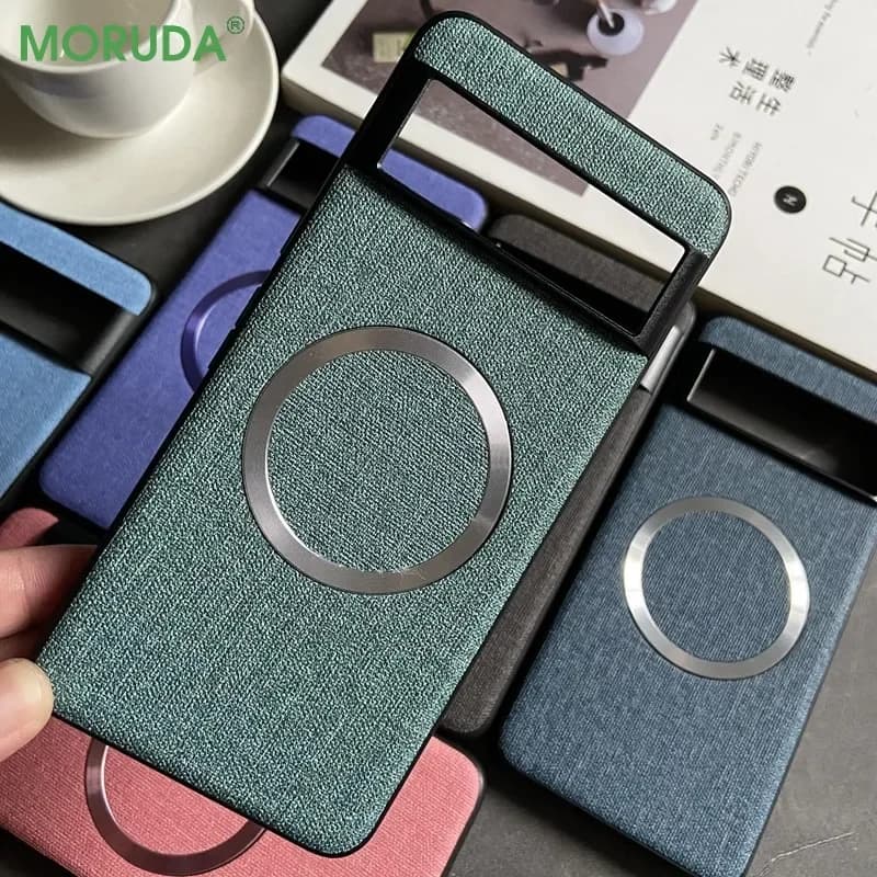 Luxury Business Magnetic Wireless Charging Case for Google Pixel 9 ProXL 6 7 8 Pro 6XL 5A 6A 8A Magsafe Linen Leather Slim Cover