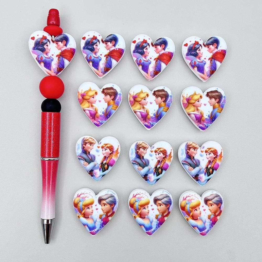 10PC DIY Cartoon Lovers Silicone Beads Nipple Chain Bead Pen Bead  Jewelry Accessories Focal Bead Food Grade Silicon For Baby