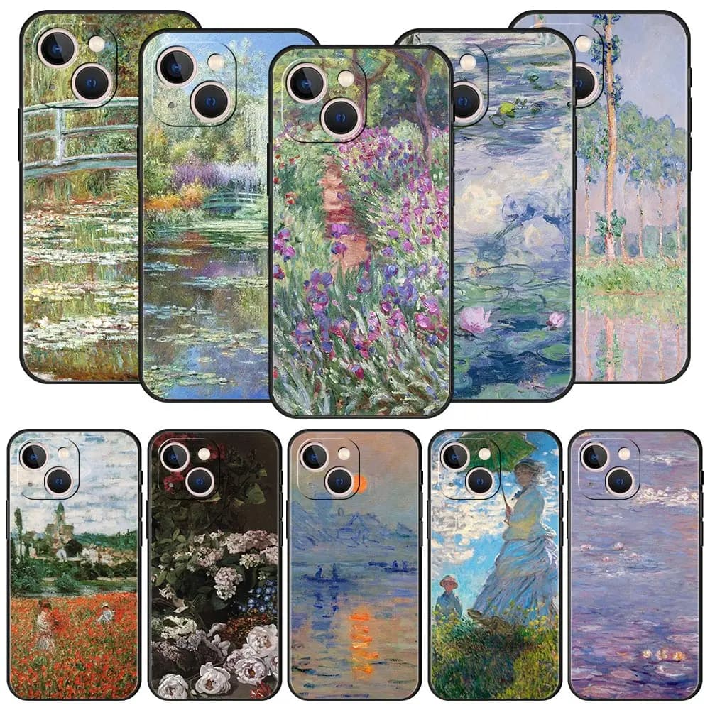 Claude Monet Impressionism Painter For iPhone 11 12 13 15 16 14 Pro Max Phone Case X XR XS 7 8 Plus SE Luxury Cover Funda
