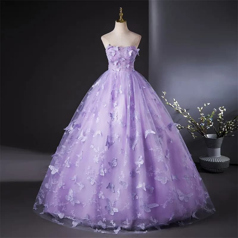 Ashley Gloria Strapless Party Dress Luxury 15 Quinceanera Dresses Sweet Lace Ball Gown Custom Color For Girls 2024 New