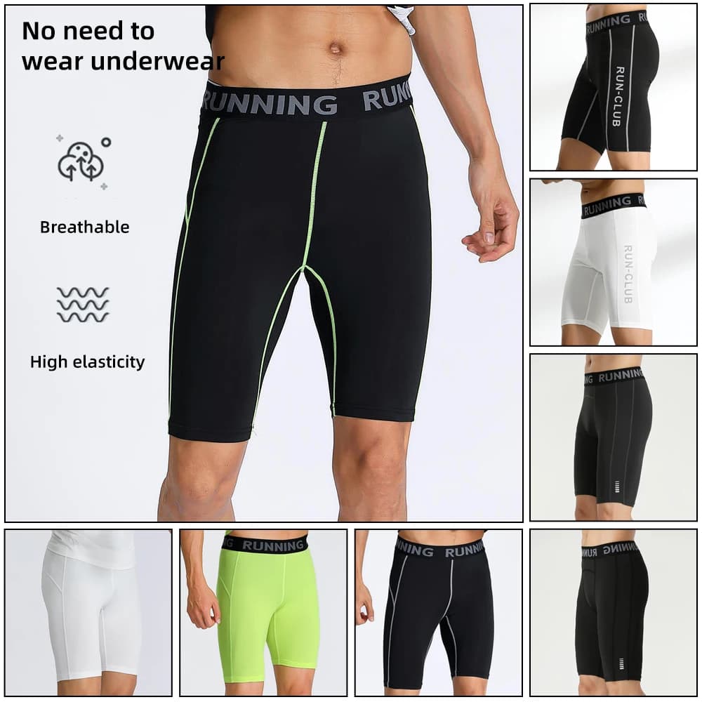 Sports Fitness Pants Men Gym Shorts Workout Tights Running Training Bottoming Shorts Compression Leggings Basketball Sportswear