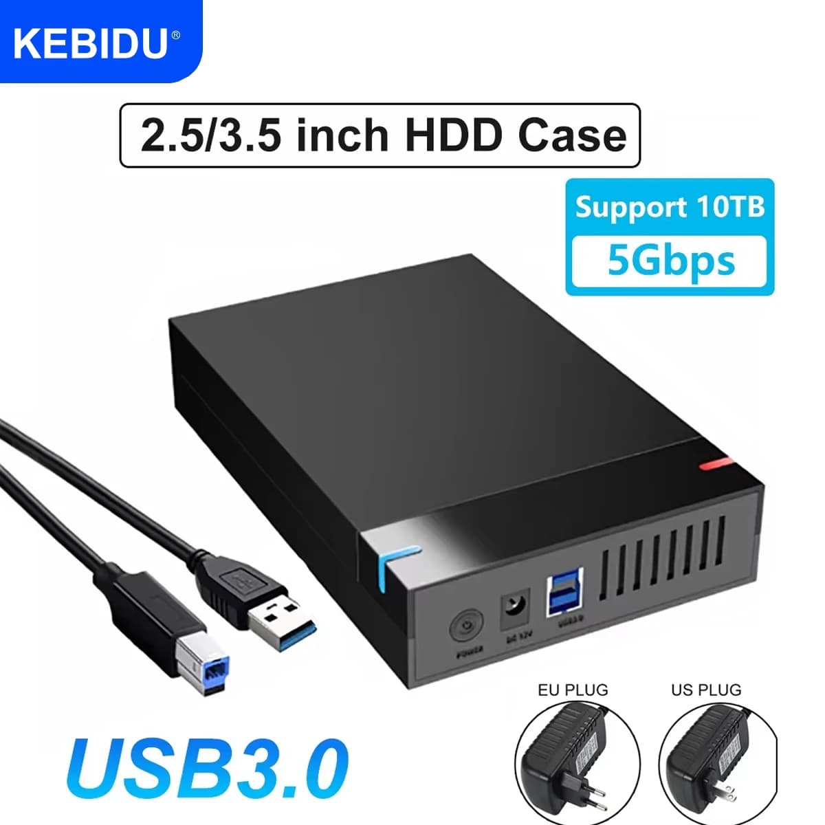 HDD Case 3.5'' 2.5'' SATA to USB 3.0 Adapter External Hard Drive Disk Enclosure 3.5 Inch SSD Disk 5Gbps 10TB HDD Box for PC