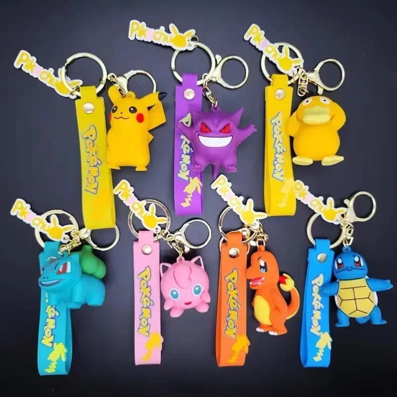 Pokemon Keychain Pikachu Anime Action Figure Toy Kawaii Cartoon Fashion Charmander Psyduck Doll Keyring Car Bag Pendant Kid Gift