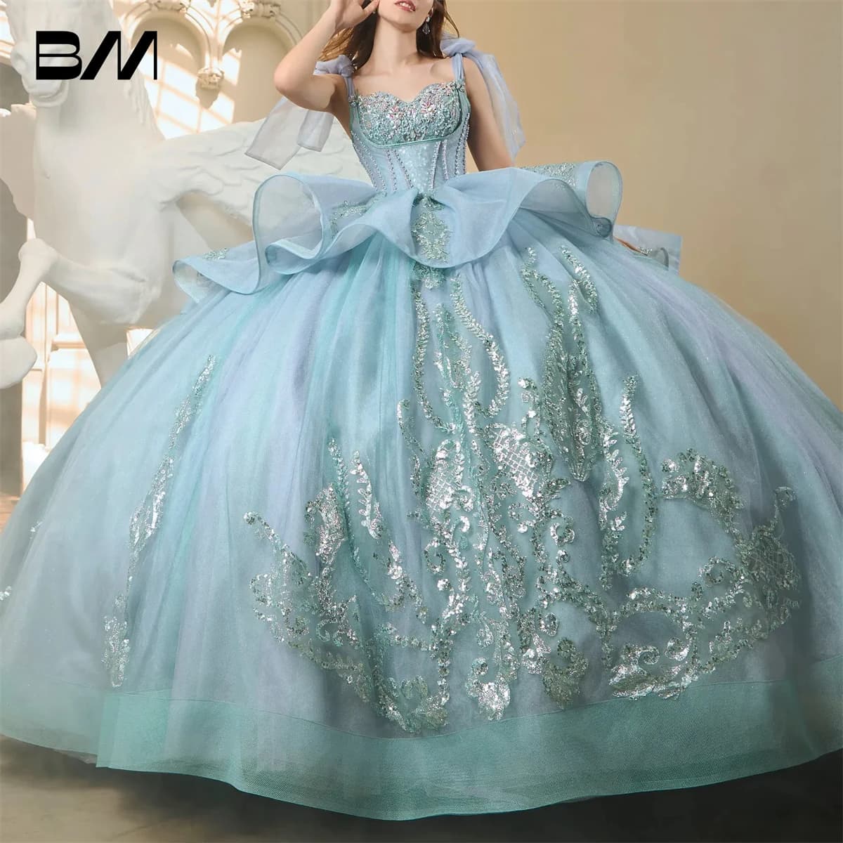 Sweet 15 16 Dress Quinceanera Dress 2024 for Women Ball Gown Lovely Party Gown Beading Bow Straps Cocktail Formal Dresses