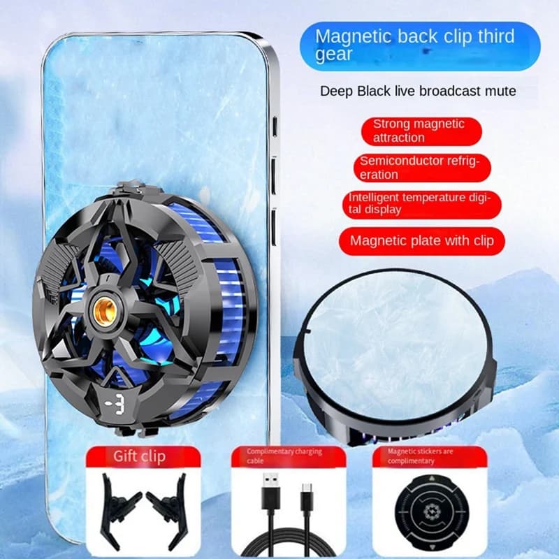 Magnetic Mobile Radiator Phone Cooler Silent Semiconductor Cooling Fan Cooler Magnetic/Back Clip 2-In-1 For Tablet/Phone