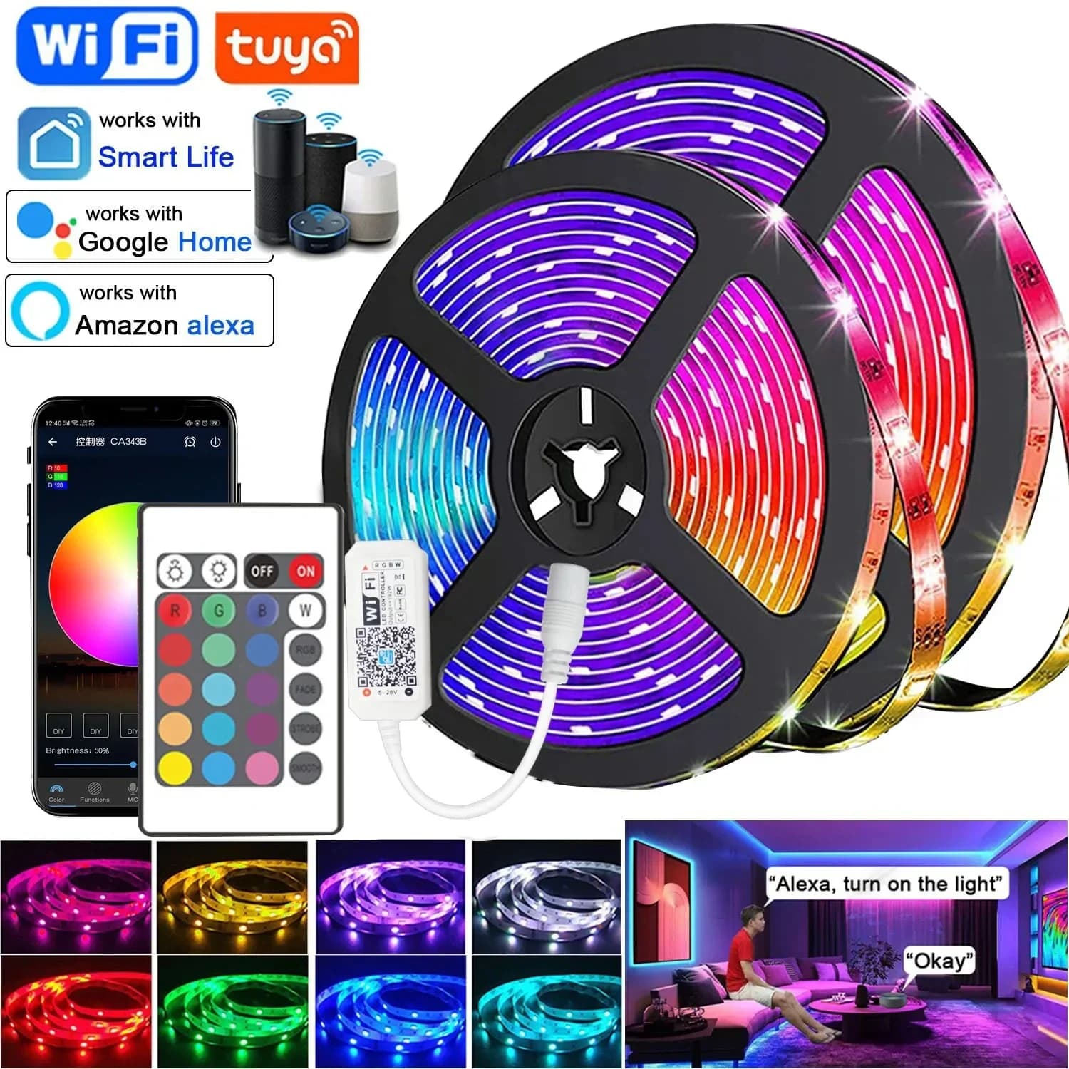 Rgb Led Strip 12V Waterproof Led Light Outdoor Tape 5050 2835 Self-Adhesive Flexible 15M 20M Luces Ice String Led Wall Room Band