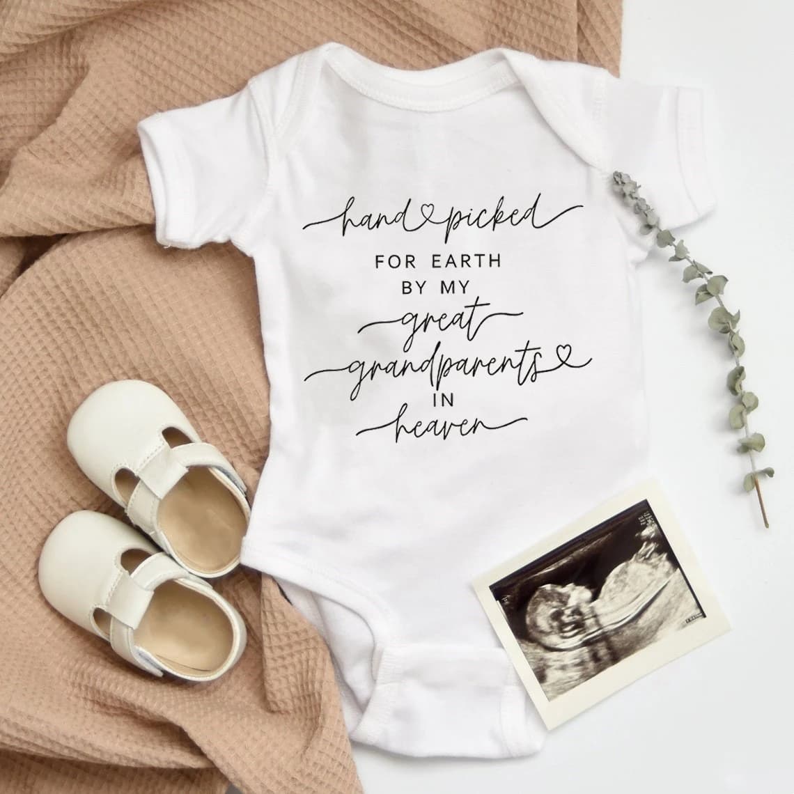 New Hand Picked For Earth By My Great Grandparents in Heaven Baby Rompers Boys Girls Bodysuits Clothes Baby Shower Gift