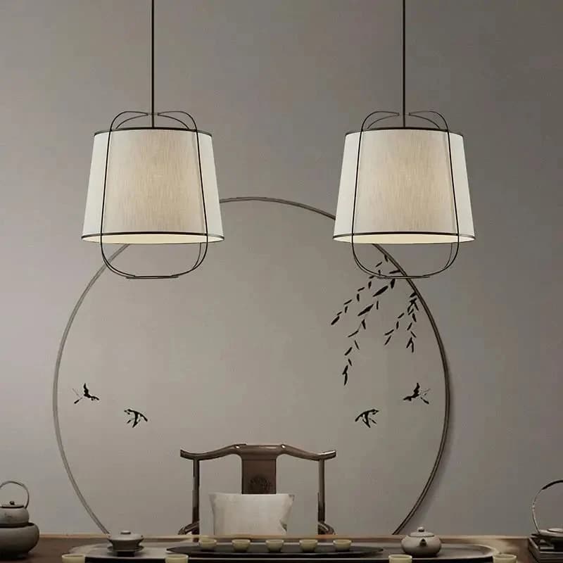 Fabric Creative Retro Lamp Lantern pendant lamp for Restaurant Simple Modern Living Room Tea Room Japanese style chandelier