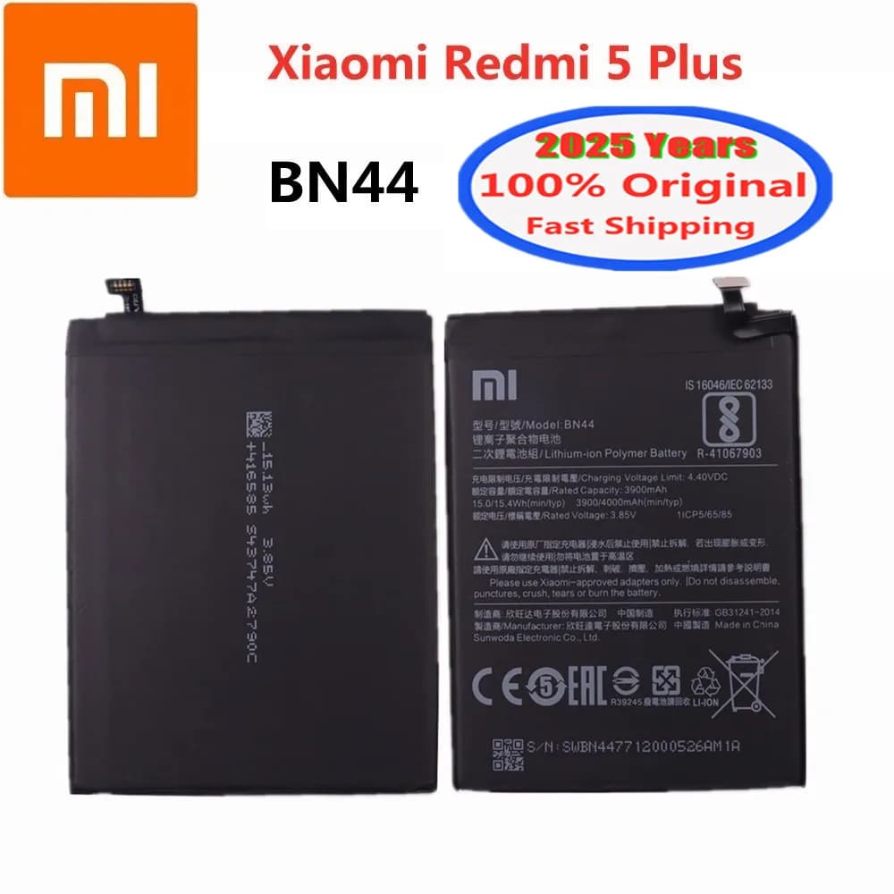 2025 Years High Quality Xiao mi Original Battery BN44 For Xiaomi Redmi 5 Plus 5Plus 4000mAh Mobile Phone Battery Bateria