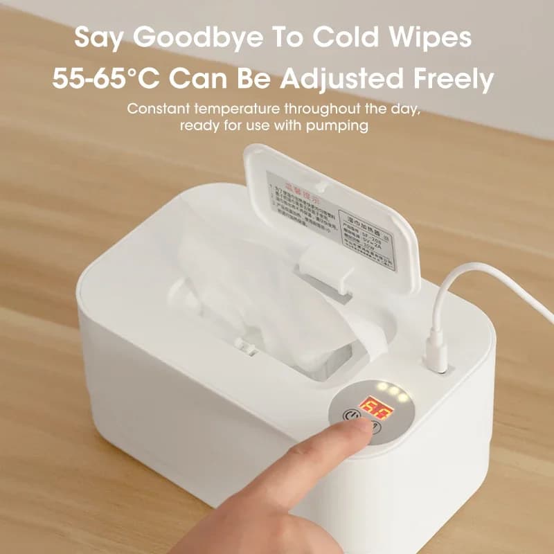 Baby Wet Wipe Heater Warmer with LED Display Wet Towel Dispenser Portable USB Baby Wipe Warmer Napkin Heating Box Home/Car