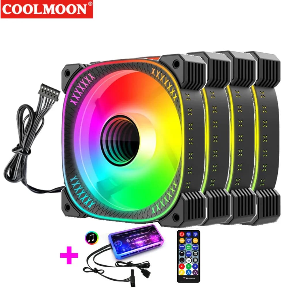 COOLMOON TY1 12cm Chassis Cooling Fan Small 6Pin Support AURA SYNC Controller Computer RGB Emitting Silent Forward Reverse Fans