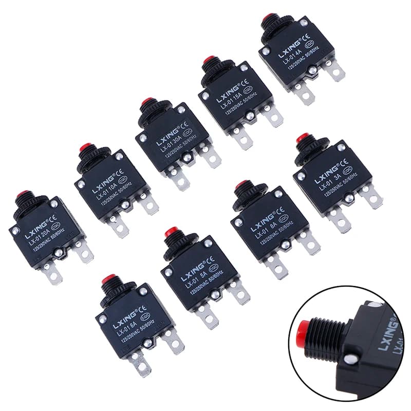 HT-01-A Overload Overcurrent Current Protector Switch MR1 Reset Fuse WP-01 3A 4A 5A 6A 8A 10A 15A 20A 30A