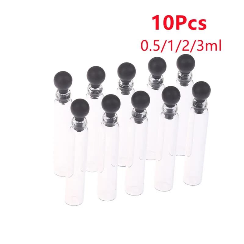 10pcs 0.5/1/2/3ml Empty Mini Glass Perfume Small Sample Vials Bottle Laboratory Liquid Fragrance Test Tube