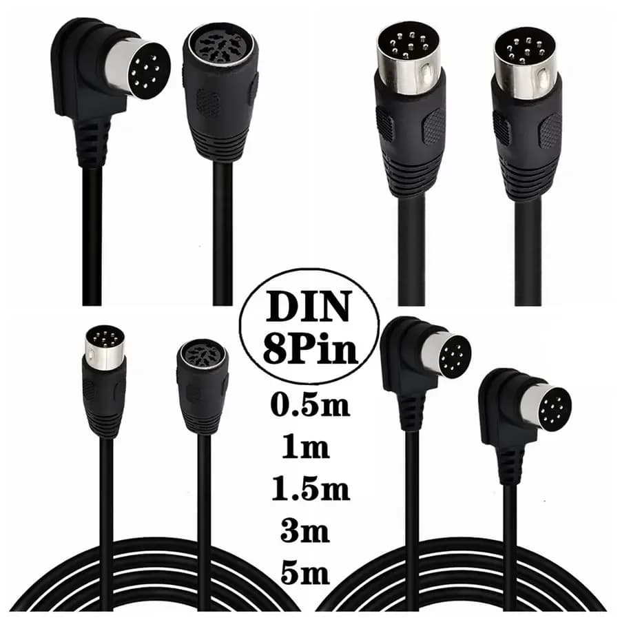 Double Elbow 8 Pin Din Male To Male Female Speaker Audio Cable Cord 3m for Surveillance Automotive Computer Television Precision