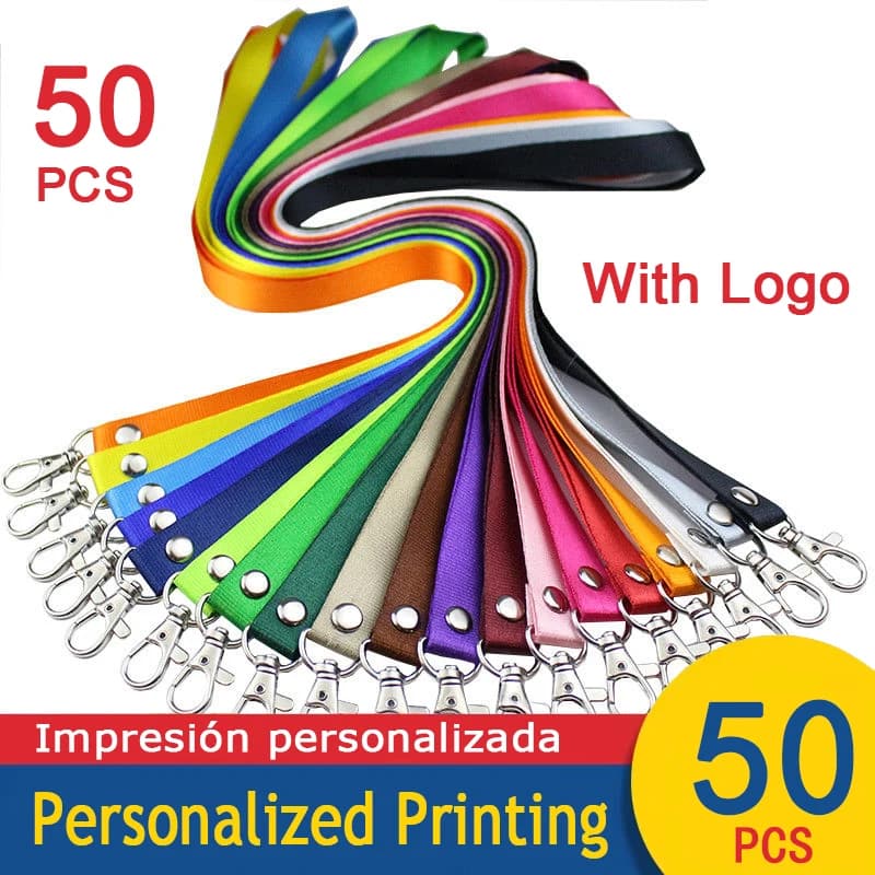50 Pcs/Lot Custom Printed Lanyard For Keys Logo Custom Design Badge Holder & Staff Cards 1 Color Personalized Printing Landyard