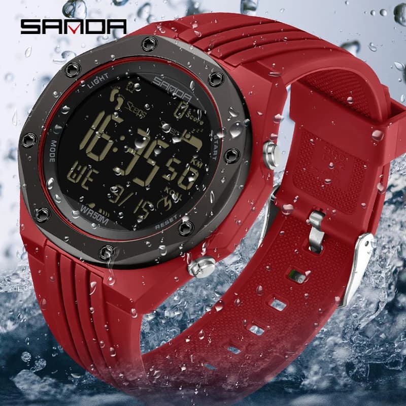 New 2023 Sanda 6117 Step Calorimeter Single Display Electronic Watch Simple Nightlight Waterproof Sports Electronic Watch