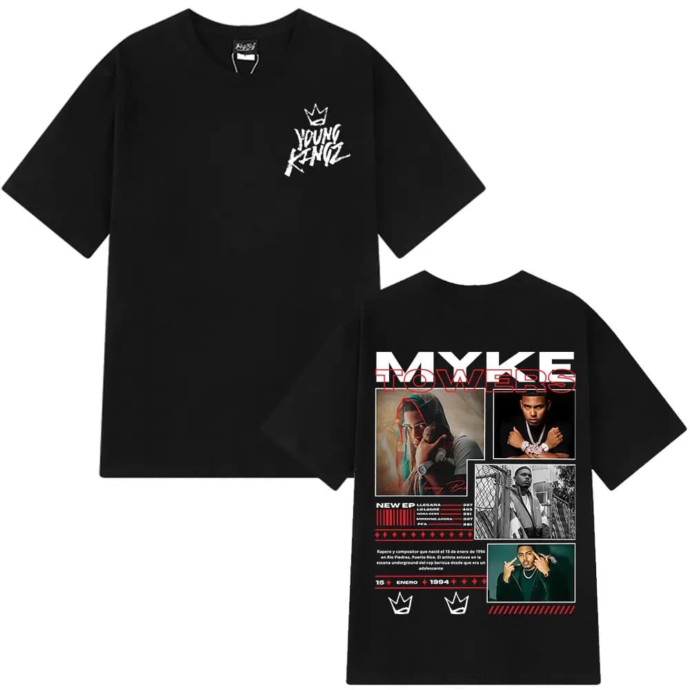 Rapper Myke Towers Graphic T-shirts Men Women Fashion Hip Hop Oversized T Shirt Comfort Cotton Short Sleeve T-shirt Streetwear