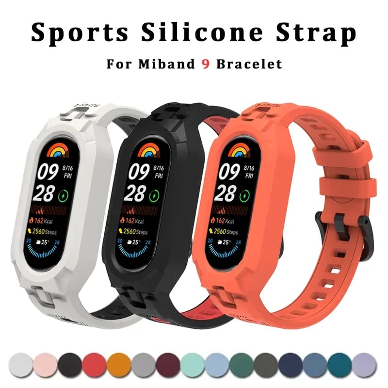 Silicone Sport Strap For Xiaomi Mi Band 9 Replacement Soft Case Smartwatch Wristband For Xiaomi Mi Band 8 MiBand 8 Bracelet