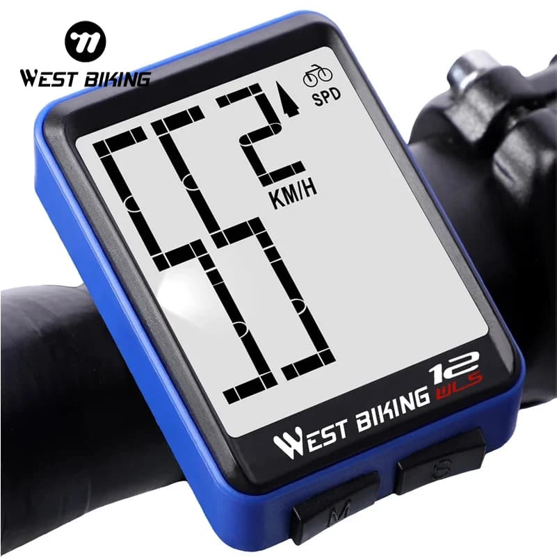 WEST BIKING Wireless Road Bike Computer Large Screen Bicycle Speedometer White Backlight Waterproof Odometer Cycling Stopwatch