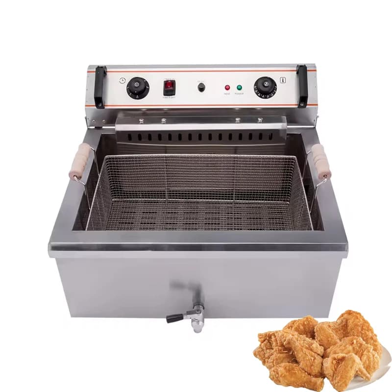 Deep Fryer with Basket Commercial 20L Electric Countertop Fryer Stainless Steel Deep Fryers French Fries Machine for Restaurant