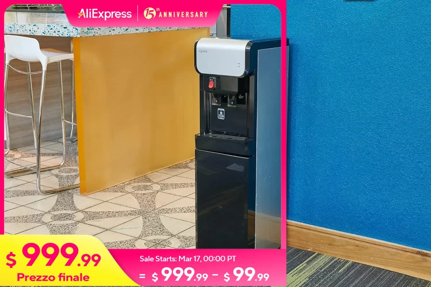 Water Dispenser,Commercial Grade Bottleless Hot & Cold Water Cooler Dispenser With Filter, Stainless Black | NSF And UL