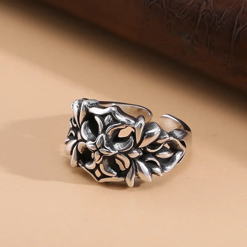 Original sterling silver ring men's hip hop heavy industry retro cross ring niche design accessories