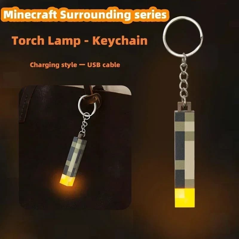 LED Light Keychain With USB Rechargeable Gaming Theme Surrounding Torch Mini Torch Lighting Backpack Pendant Children Gifts