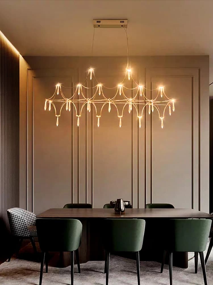 Modern Nordic Art Deco Line Chandelier Crystal Ceiling Pendant Lighting Fixture 2024 New Trend Hanging Lamps LED Living Room