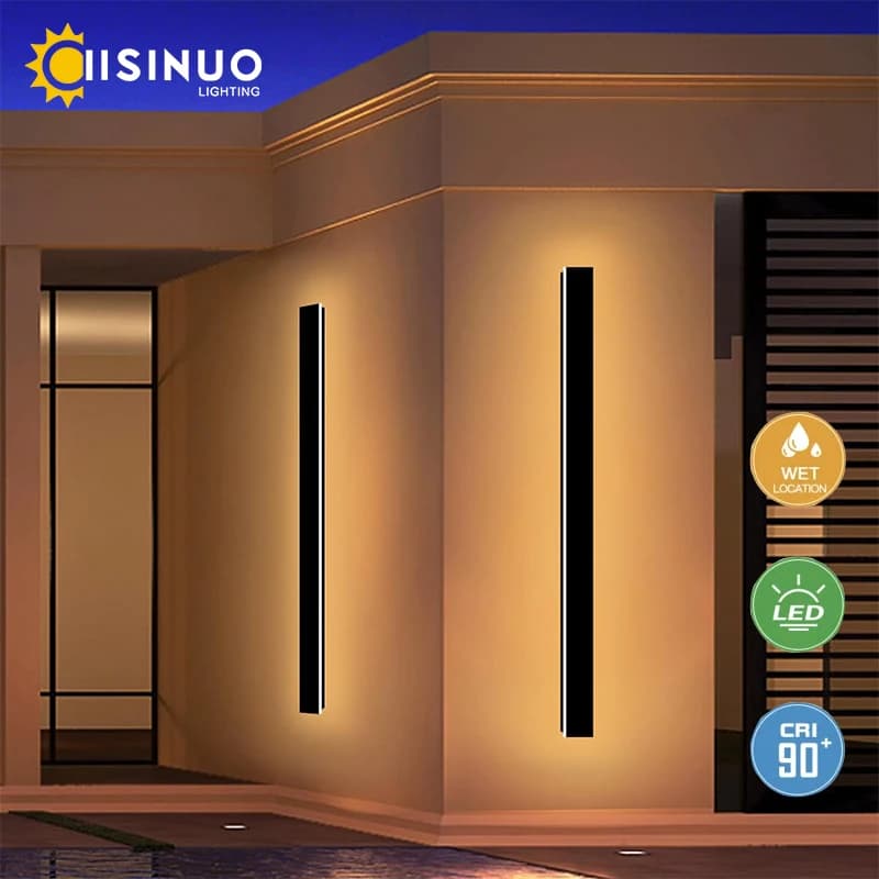 Outdoor Long Liner Wall Lights 3000K 4000K 6000K Dimmable Lamp Anti Rust Waterproof Wall Sconces for Garden Porch Garage Hallway