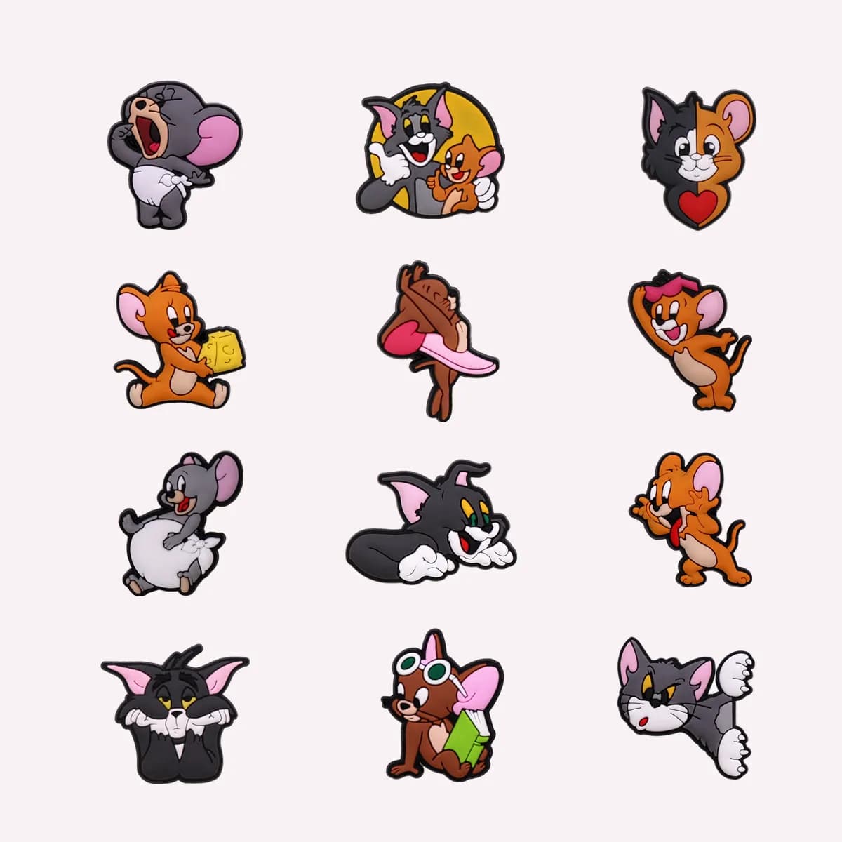 MINISO 1pcs Tom and Jerry Shoe Charms Funny Cat Rat Sandals Decorations Accessories Clog Pin for Bracelet Beach Bag Friend Gifts