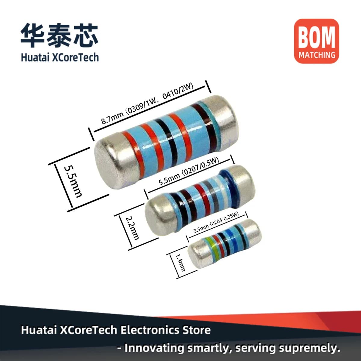 10PCS SMD Metal Film Precision Resistor MELF 0309(1W) ±1% 3.9MΩ 4.3MΩ 4.7MΩ 5.1MΩ 5.6MΩ 6.2MΩ 6.8MKΩ 7.5MΩ 8.2MΩ 9.1MΩ 10MΩ