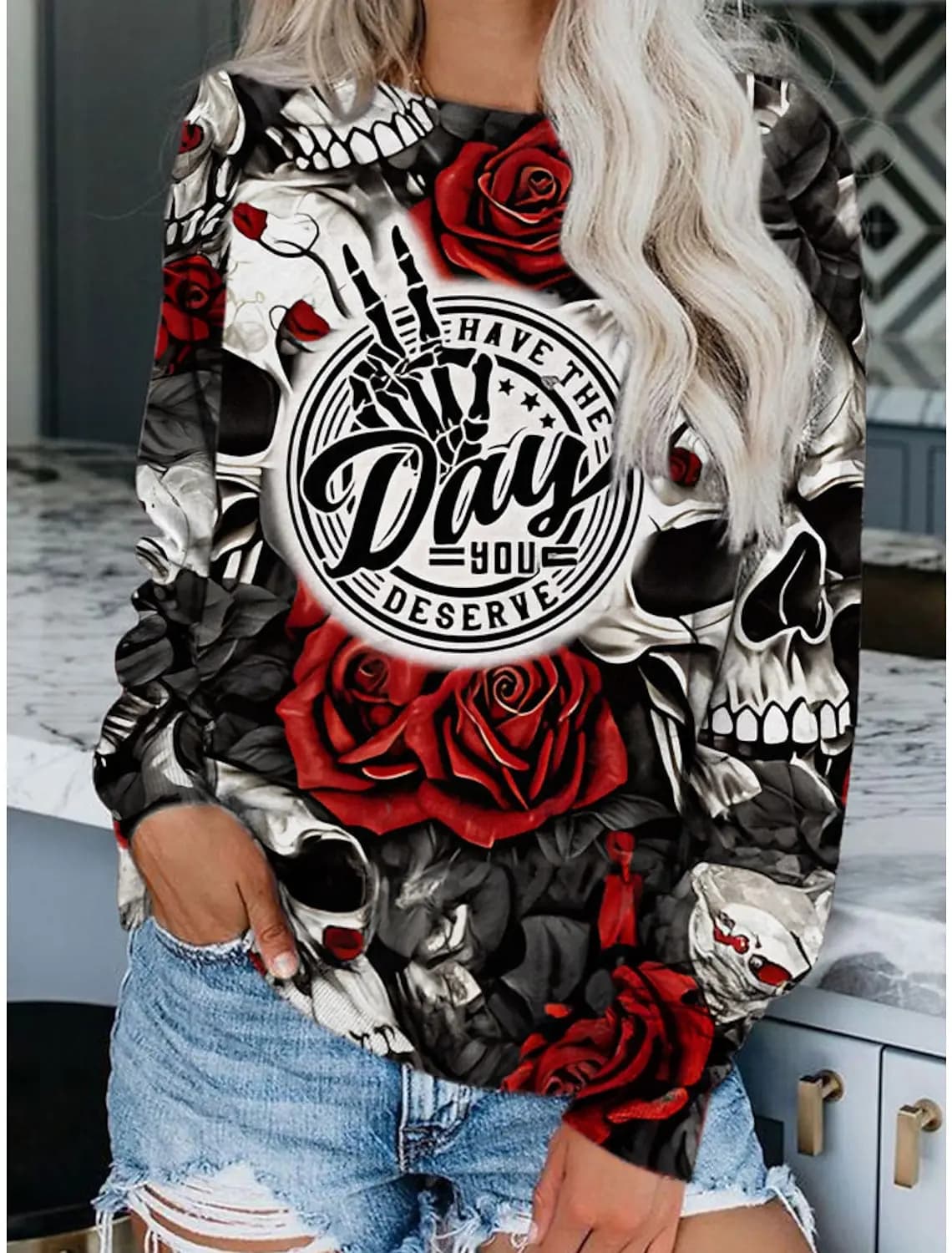 2024 Women's T shirt 3D Print Trendy Graphics Design Long Sleeve Daily Streetwear Fashion Crew Neck Regular Fit Spring & Fall