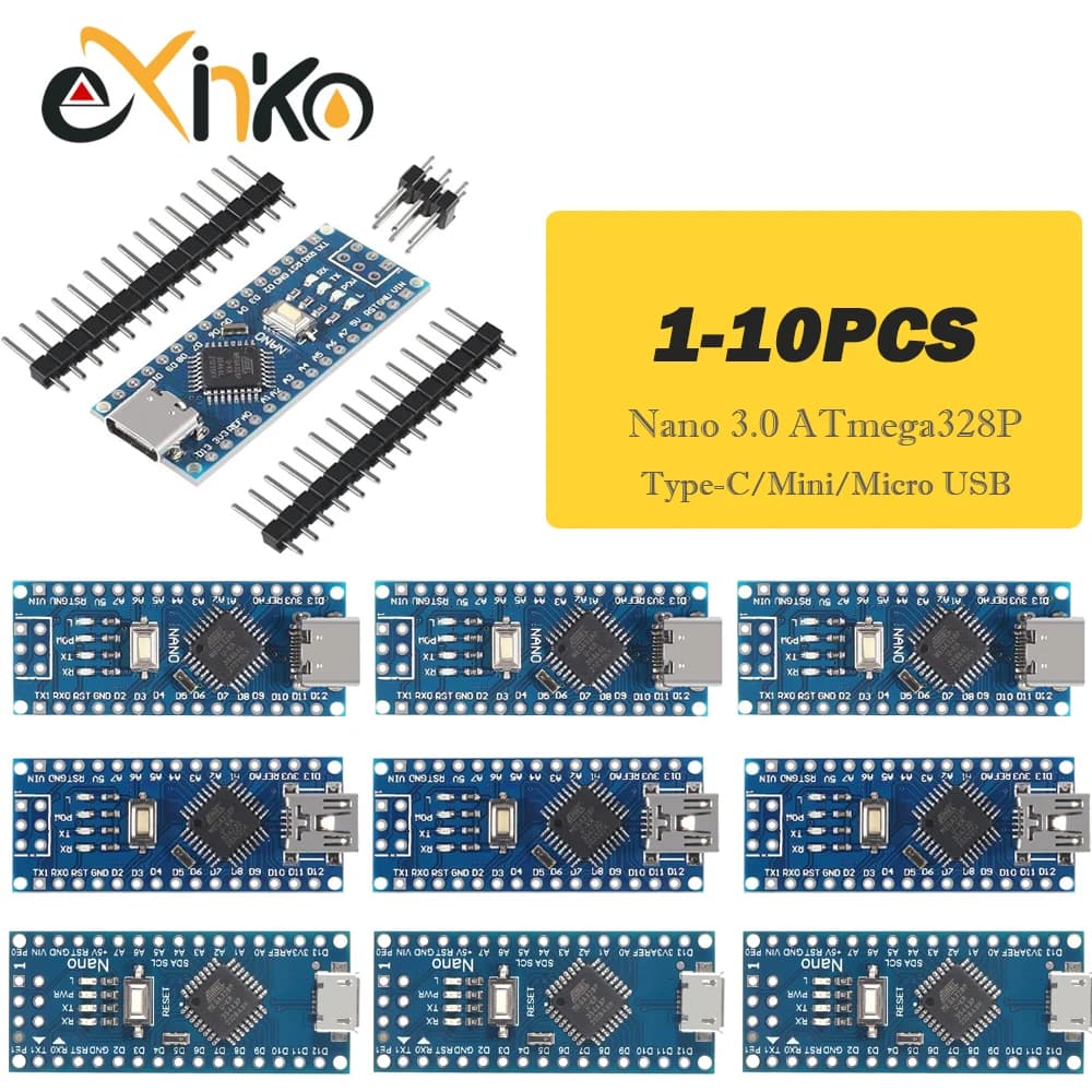 1-10PCS Type-C / Mini USB Nano 3.0 With the bootloader compatible Nano controller for arduino CH340 USB driver 16Mhz ATMEGA328P