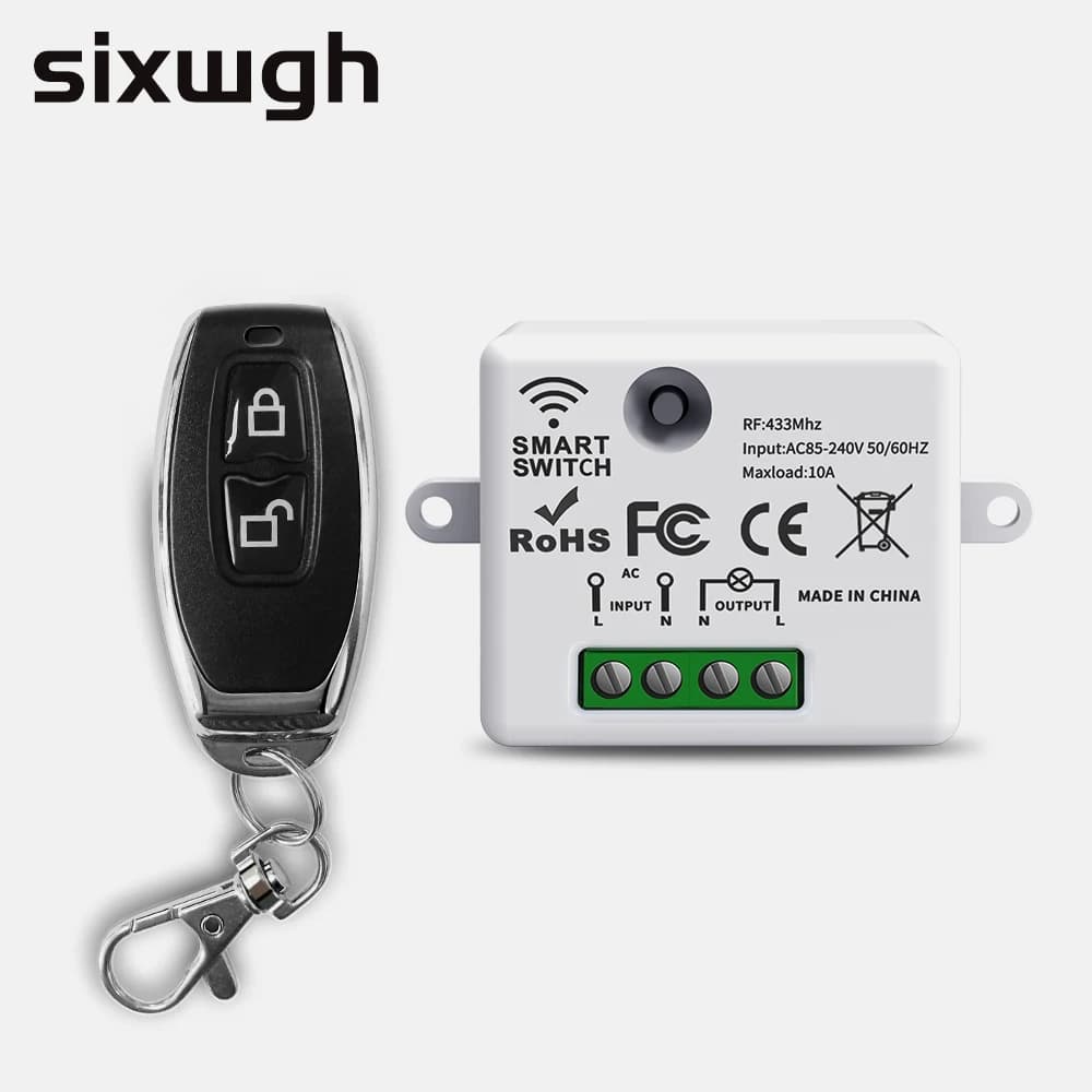 SIXWGH 433MHz RF Wireless Remote Control Switch Set Home 110V 220V 10A Mini Controller House Wall Light Switches Switch