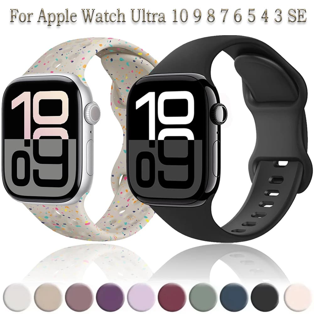 Silicone strap for Apple Watch Ultra 2 49mm 10 46mm 42mm 9 8 7 45mm 41mm Soft Replace Wristband for iWatch 6 5 4 3 SE 44mm 40mm
