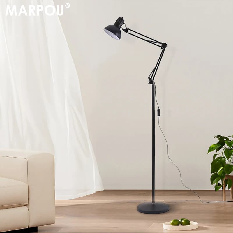 MARPOU LED Floor Lamp For Living Room Adjustable long arm folding floor lamp RGB Nordic Floor Lamps eye  protection Stand Light