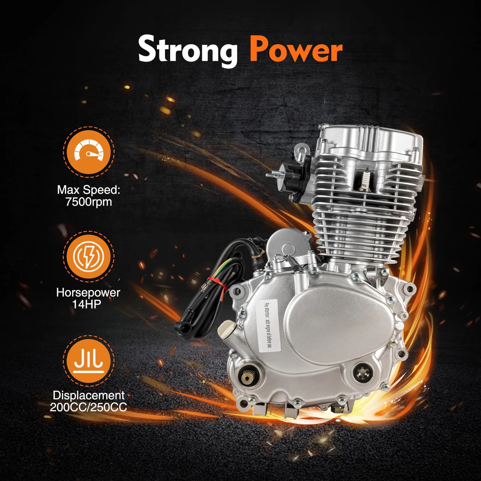 200CC 250CC ATV Engine Vertical Motorcycle Engine Set w/Transmission Motor 4-Stroke & 5-Speed Manual Transmission ATV