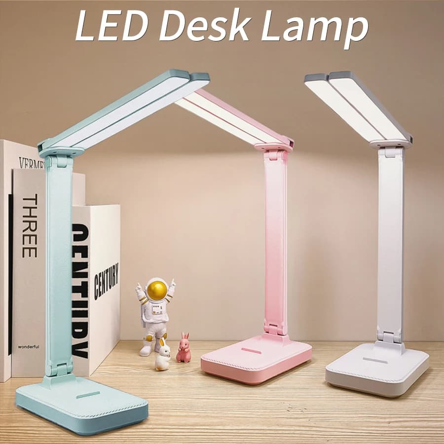 USB Rechargeable LED Desk Lamp 3 Levels Dimmable Touch Sensor Foldable Table Lamp Eye Protection for Bedroom Bedside Office