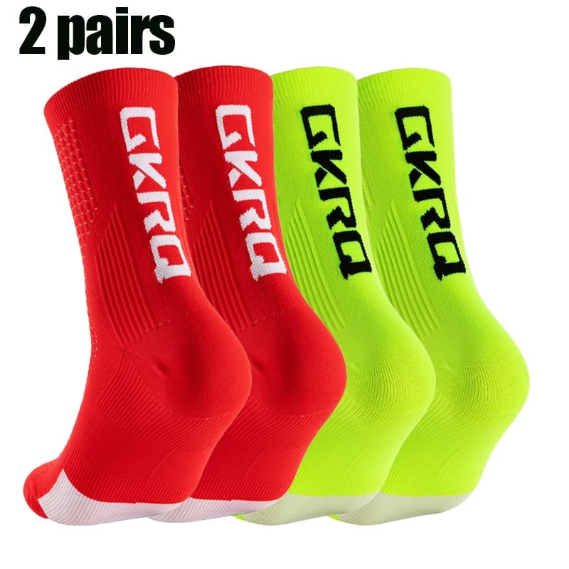 2pairs GKRQ New Cycling Socks Bike Nurse Compression Road Bike Running Mtb Knee-high White Sports Funny Brand Black
